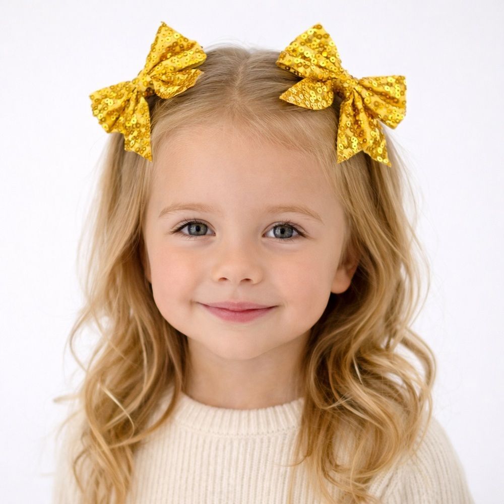Gold Sequin Hair Bows